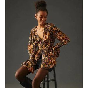 Anthropologie Deep-V Tunic Blouse Top NEW WITH TAG